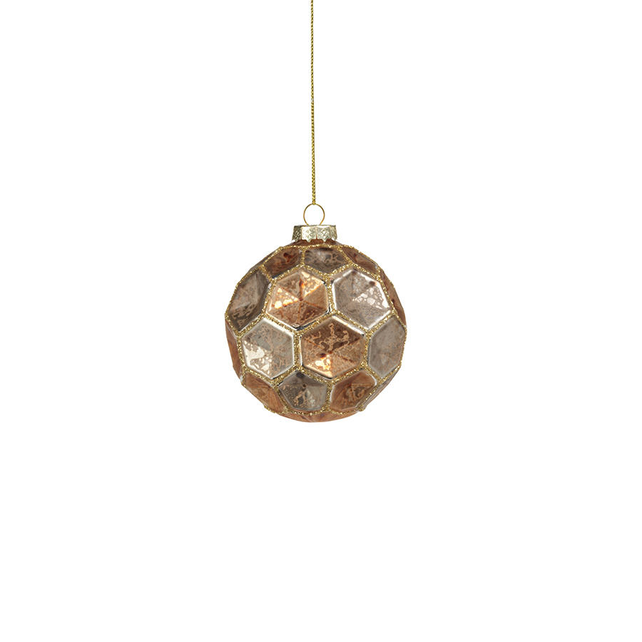 Dimpled Multicolored Ball Ornament - Gold w/Earth Tones