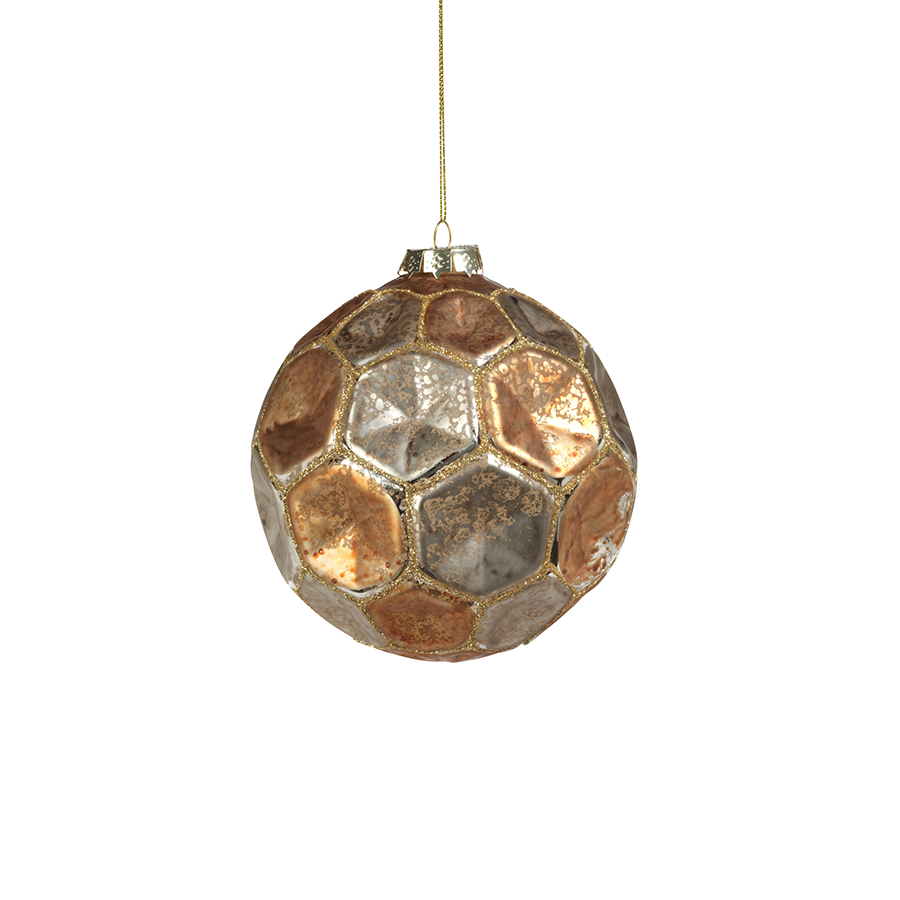 Dimpled Multicolored Ball Ornament - Gold w/Earth Tones