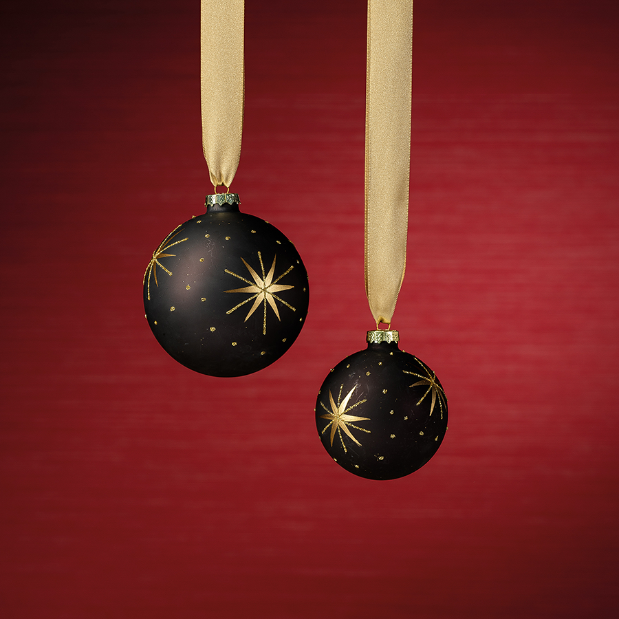 Gold & Black Star Design Ornament