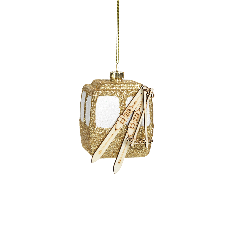 Golden Gondola w/Skis Ornament