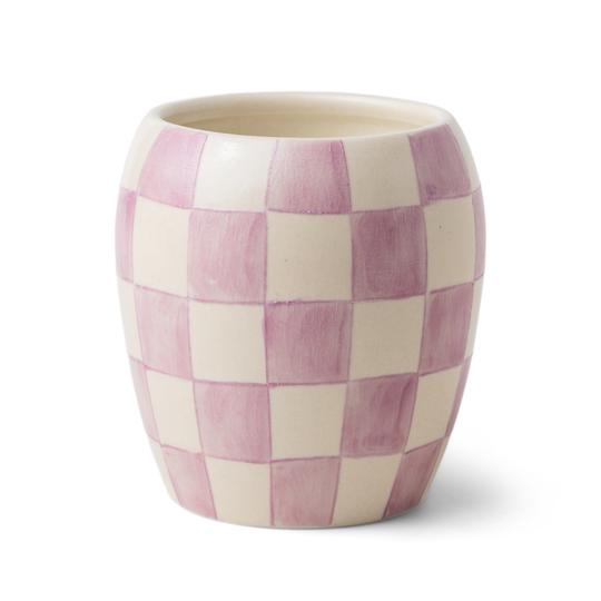 Hand-Painted Checkered Candles