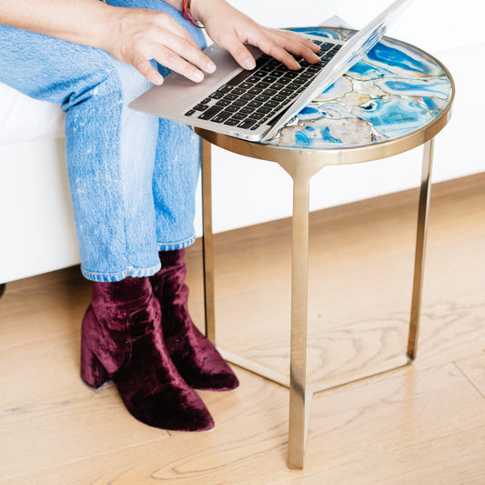 La Sardaigne Blue Agate End Table - CARLYLE AVENUE