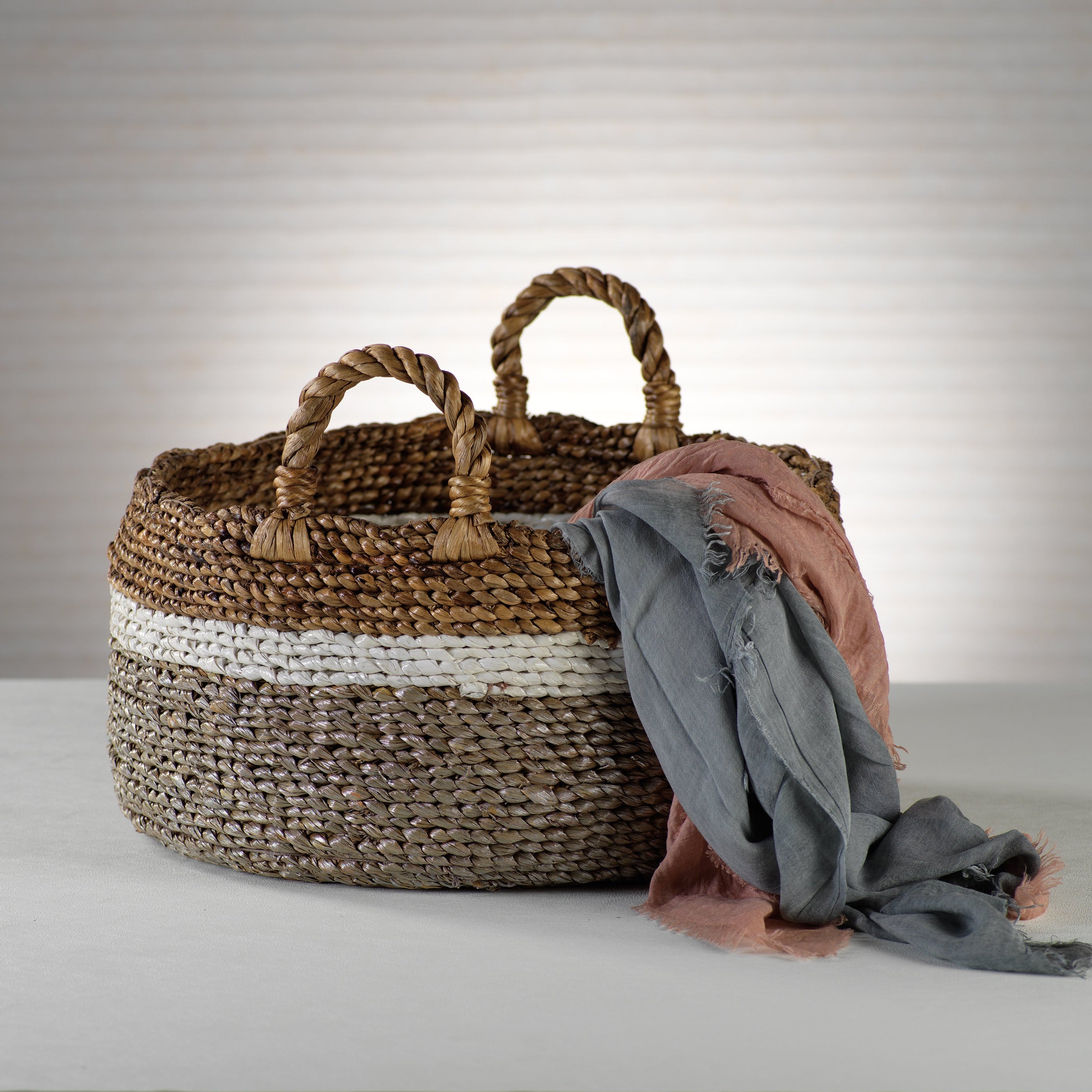 Fira Set of 2 Assorted Seagrass & Water Hyacinth Baskets - CARLYLE AVENUE
