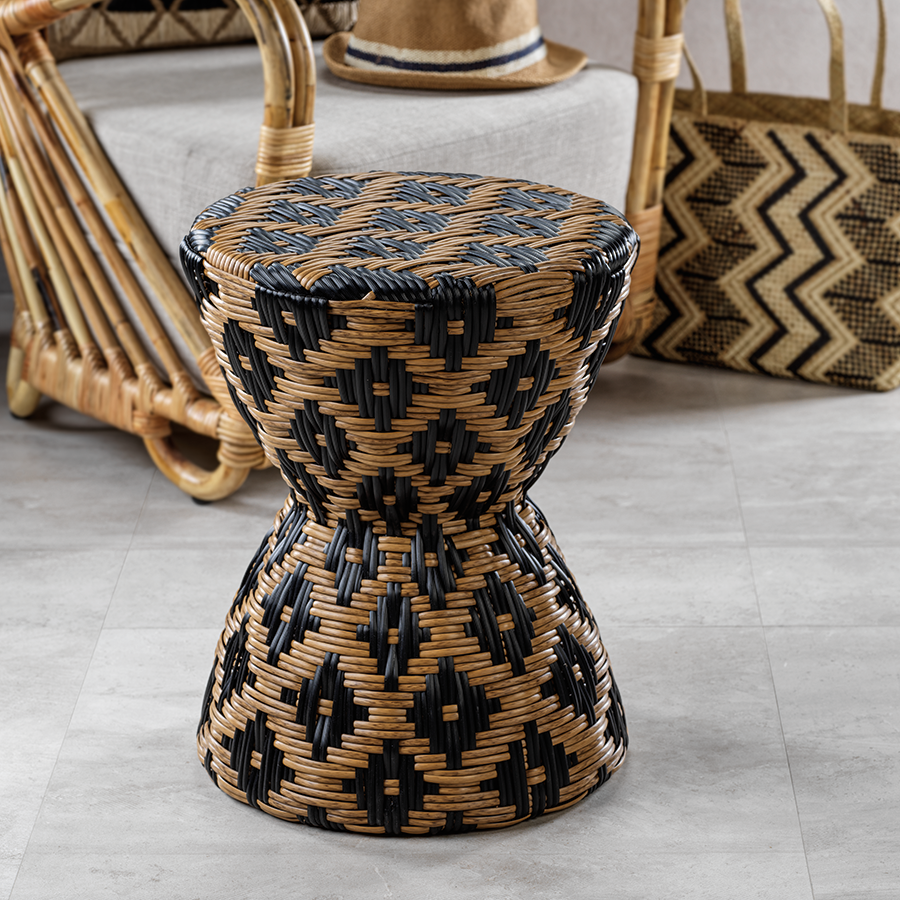 Seychelles Synthetic Weave and Rattan Stool