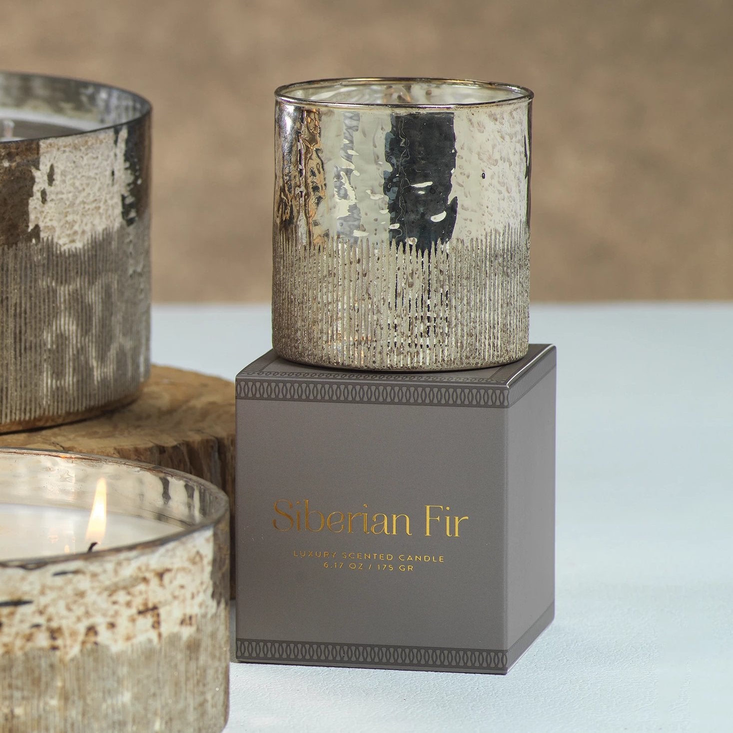 Siberian Fir Scented Antique Gold Candle w/ Gift Box - CARLYLE AVENUE