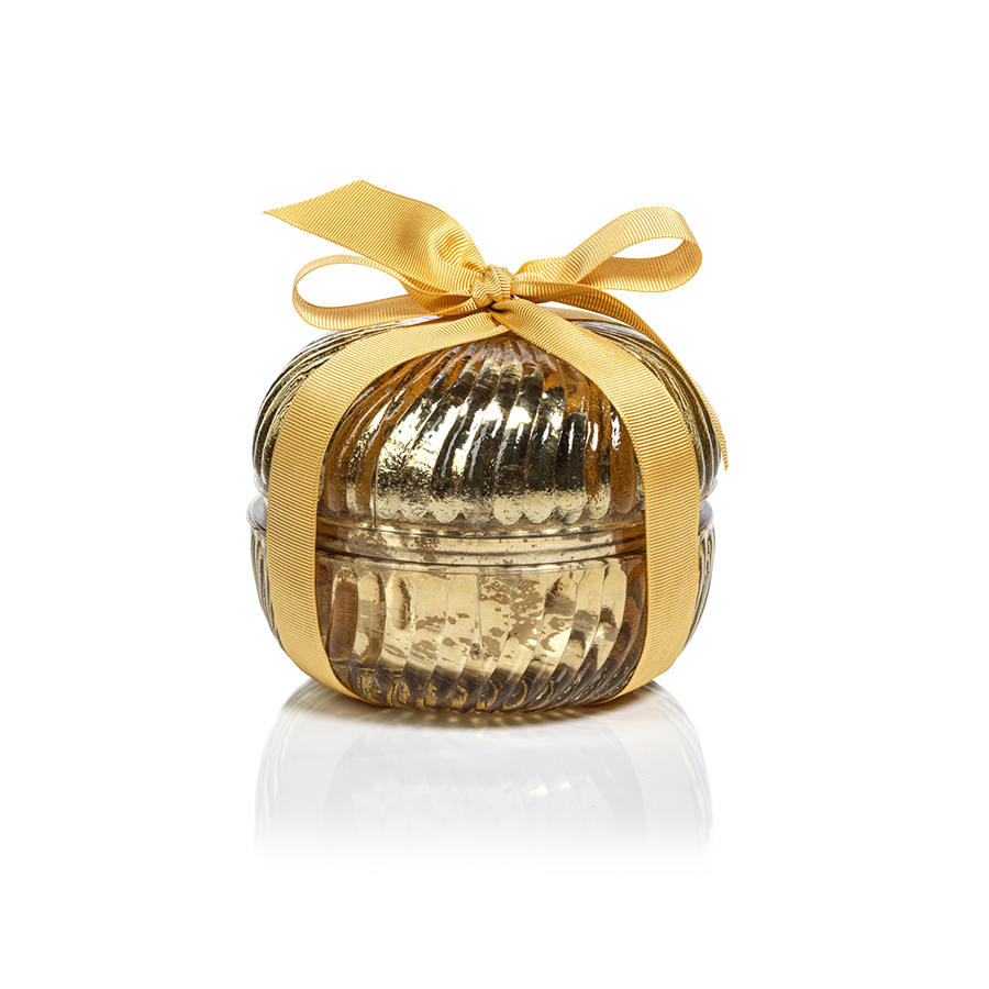 Fluted Round Glass Candle Jar - Gold