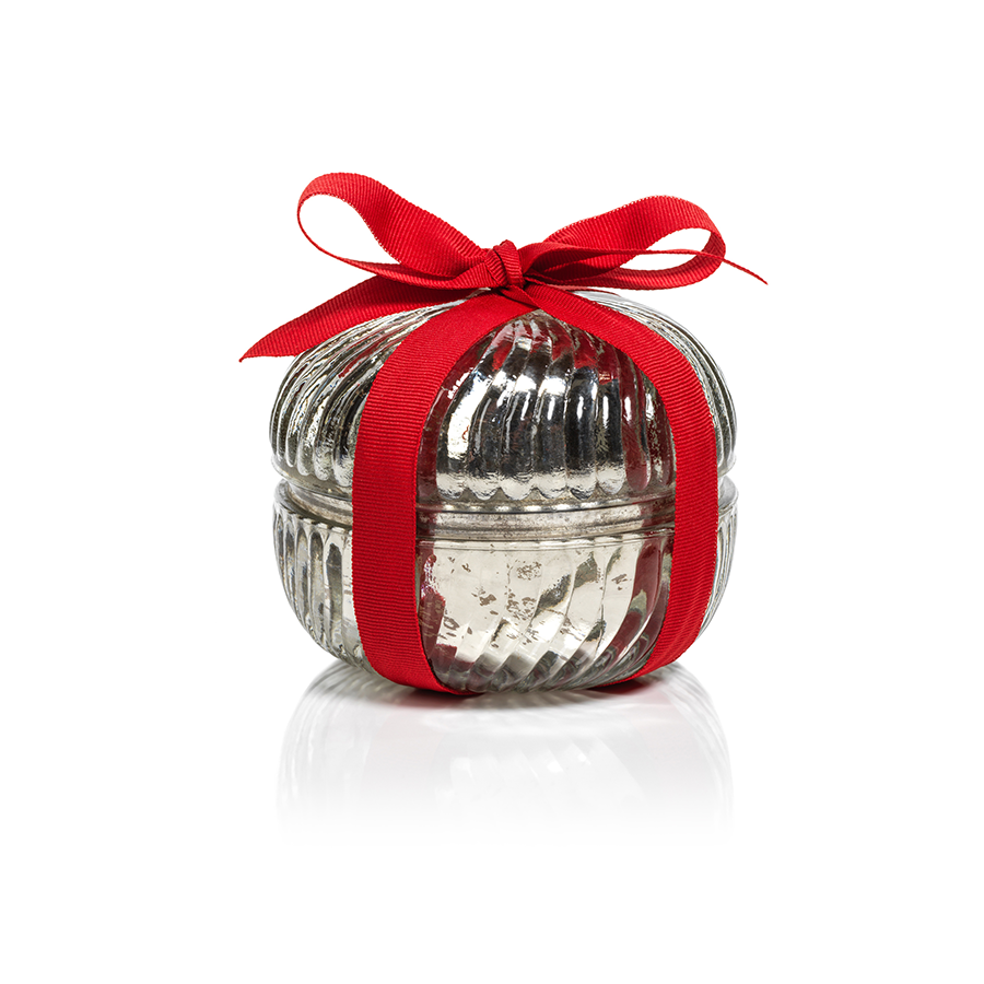 Fluted Round Glass Candle Jar - Silver