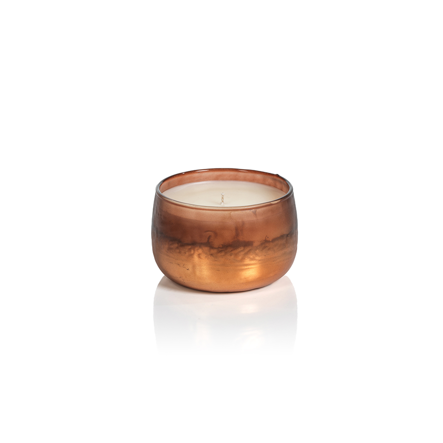 Tonal Metallic Scented Candle Bowl  - Amber & Copper