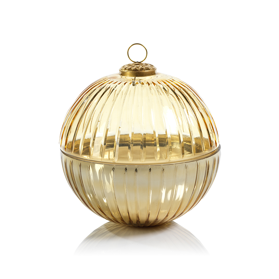 Etched Glass Ball Candle - Gold