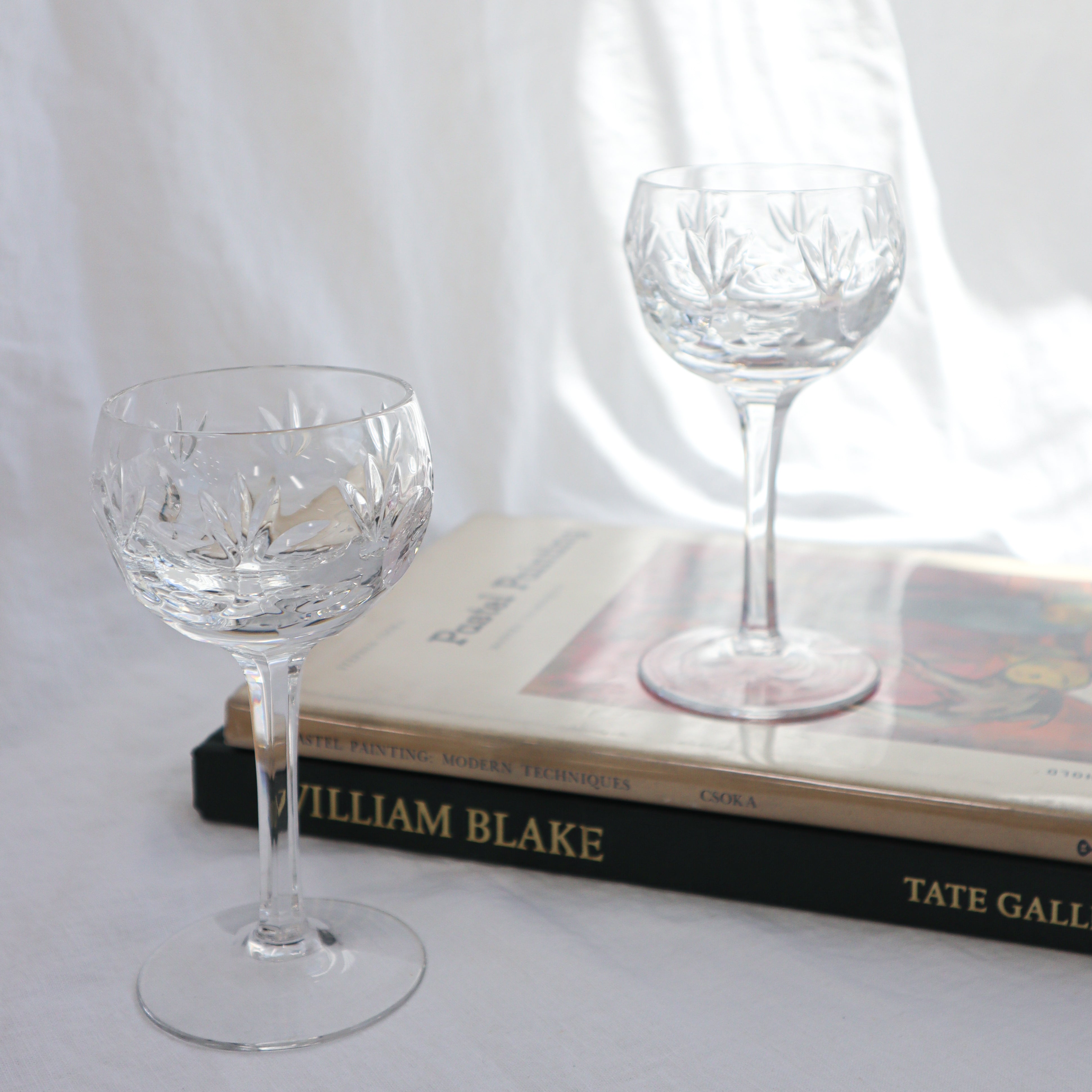 Stunning Cut Crystal Short Stem Gobet/wine Glasses. Set of 2 