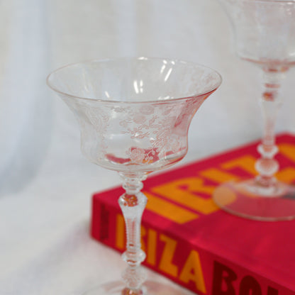 Vintage Etched Crystal Stemware - Set of 2 - Glassware by Carlyle Avenue