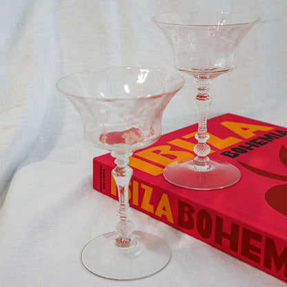 Vintage Etched Crystal Stemware - Set of 2 - Glassware by Carlyle Avenue