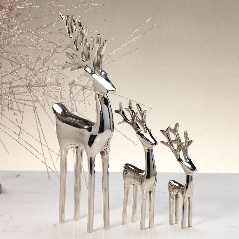 Reindeer Decorative Figure - Polished Nickel - Holiday Decor by Carlyle Avenue