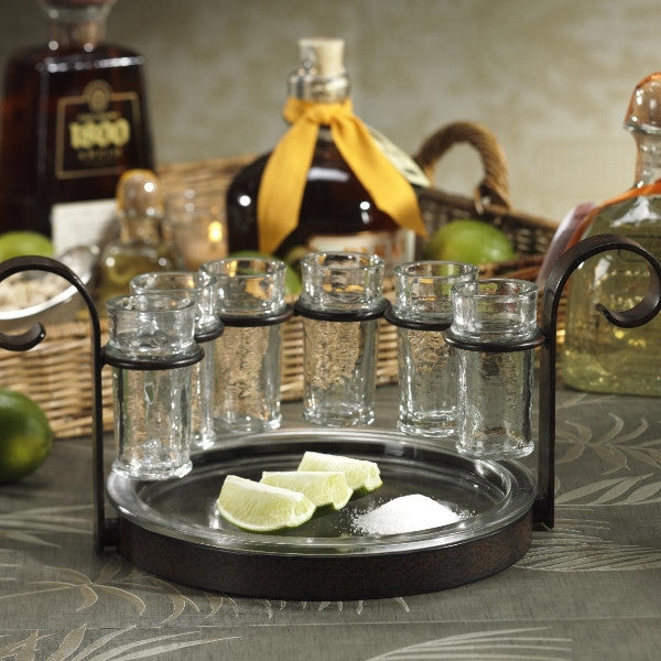 Riviera Six Shot Glass & Serving Set | Bronze