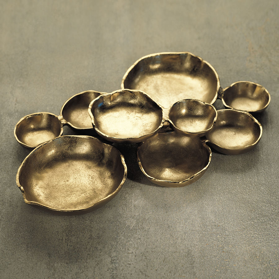 Cluster of Nine Serving Bowls - Dark Gold