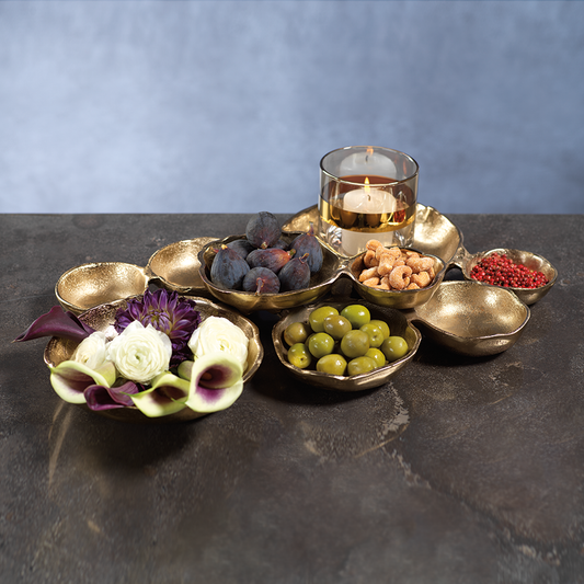 Cluster of Nine Serving Bowls - Dark Gold