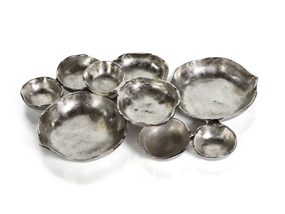 Cluster of Nine Serving Bowls - Nickel - Bowls by Carlyle Avenue