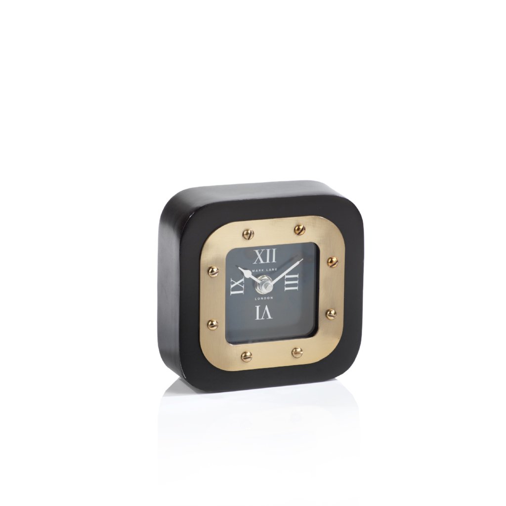 Mark Lane Table Clock - Black w/Gold - CARLYLE AVENUE