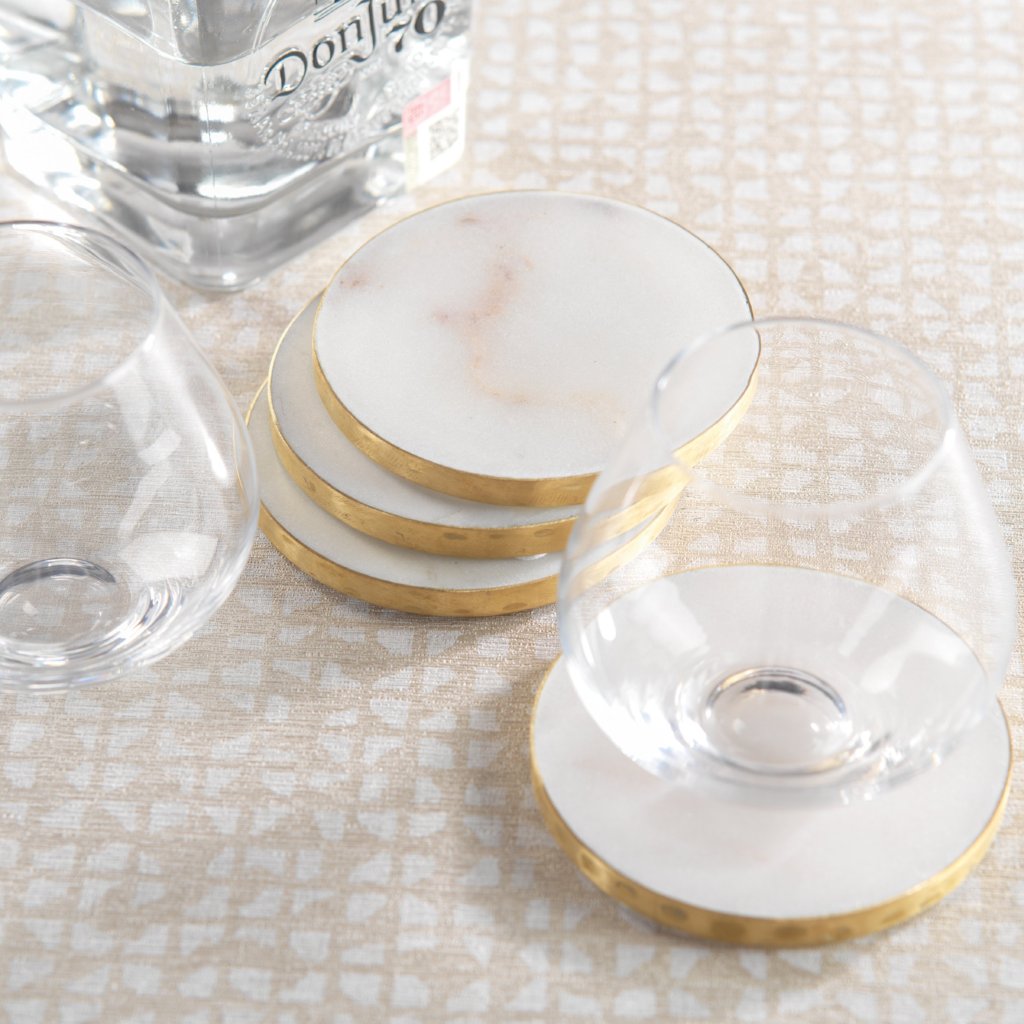 Marmo Marble Round 4" Coasters - Set of 4 - CARLYLE AVENUE