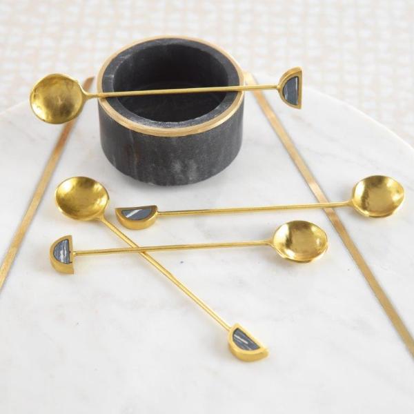 Fez Small Tea Spoons - 1 Set - Gold & Black - CARLYLE AVENUE