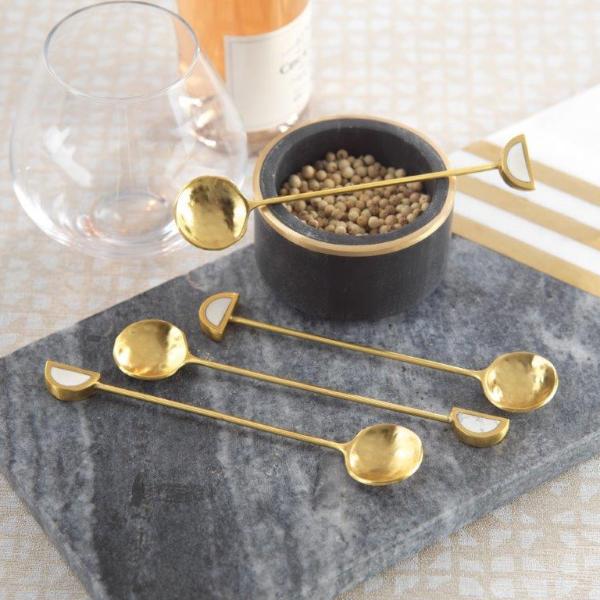 Fez Small Tea Spoons - 1 Set - Gold & White - CARLYLE AVENUE