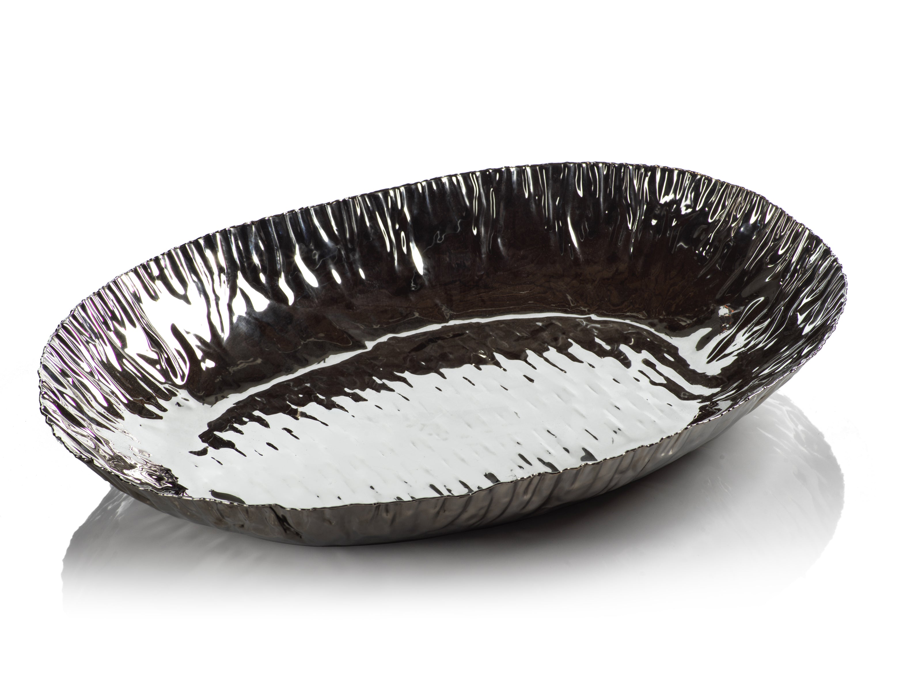 Shiny Polished Steel Crumpled Bowl - CARLYLE AVENUE