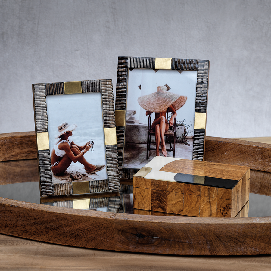 Lagos Horn and Brass Photo Frame