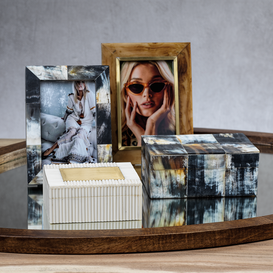 Horn Photo Frame with Brass Accent - Picture Frames by Carlyle Avenue