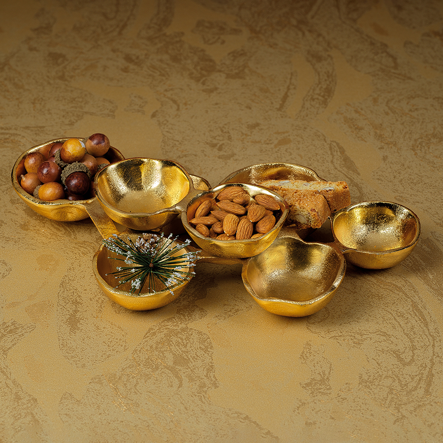 Small Cluster of Nine Serving Bowls - Bright Gold