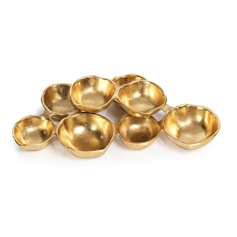 Small Cluster of Nine Serving Bowls - Bright Gold