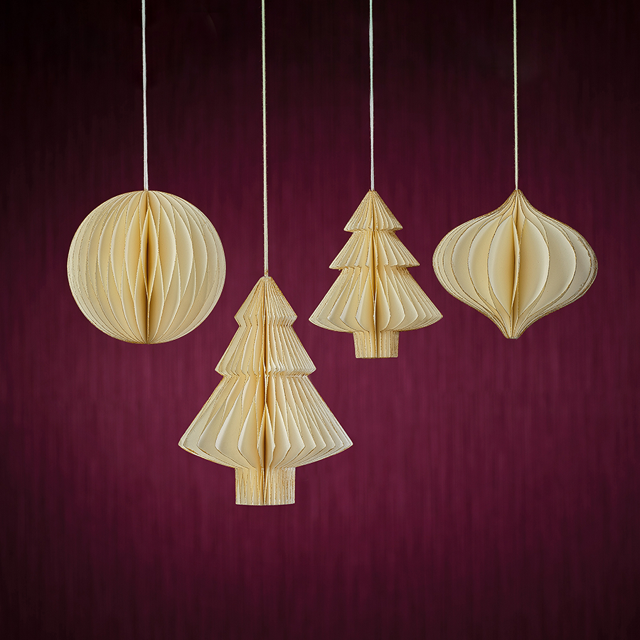 Wish Paper Decorative Ornaments - Ivory w/Gold Glitter