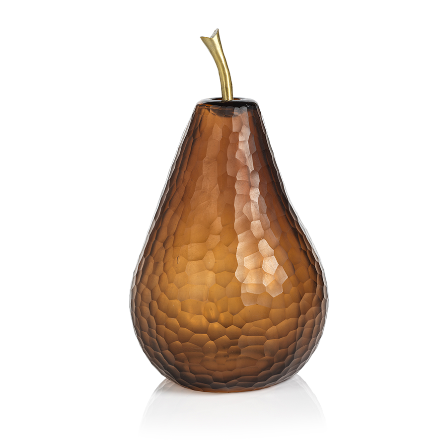 Decorative Amber Cut Glass Pear