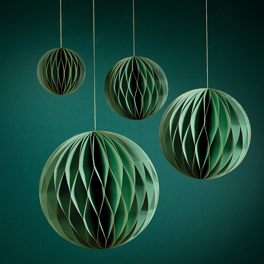 Wish Paper Decorative Ornaments - Green w/Gold Glitter