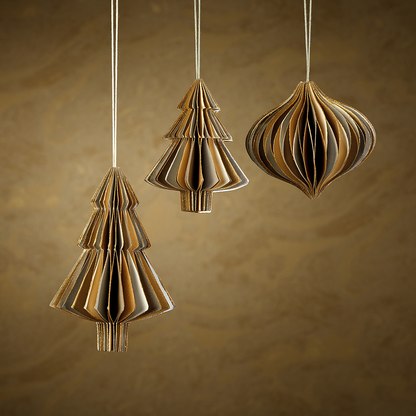 Wish Paper Decorative Ornaments - Off-White & Gold - Christmas Decor by Carlyle Avenue