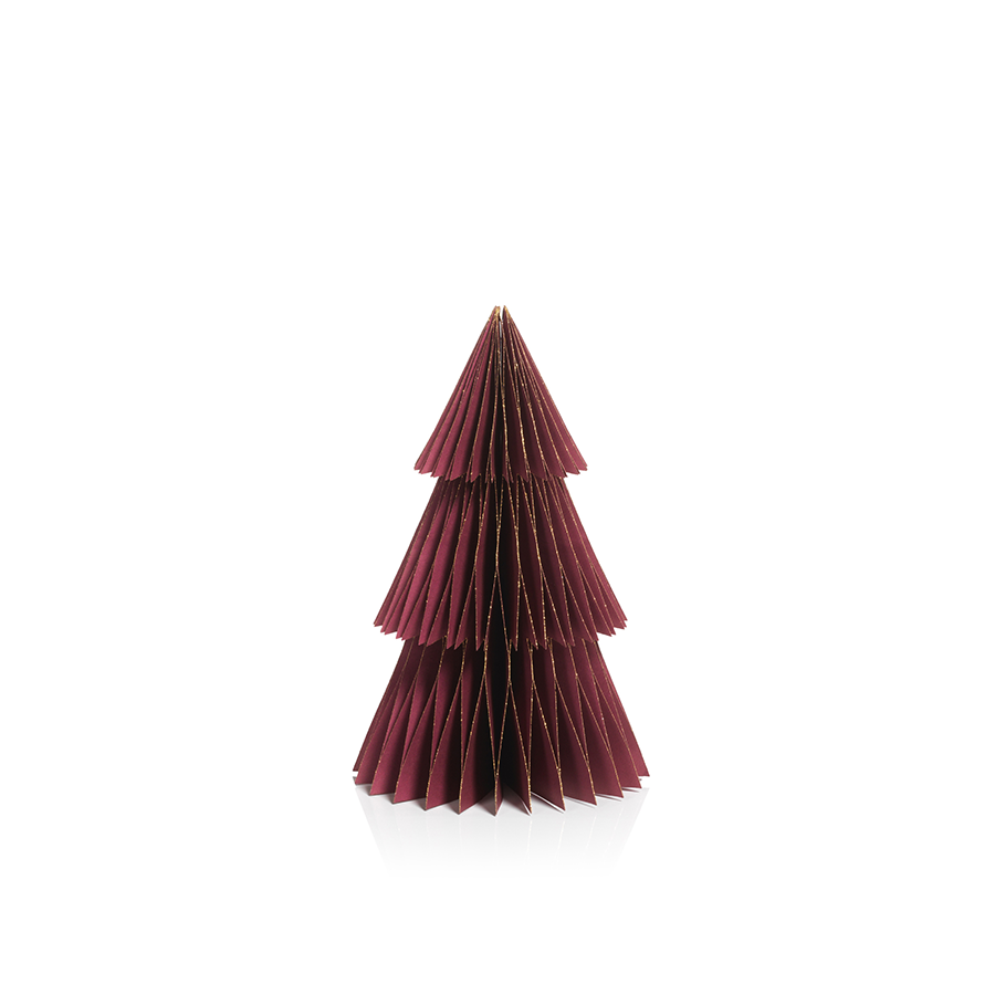 Wish Paper Decorative Tabletop Tree - Burgundy with Gold Glitter Edges