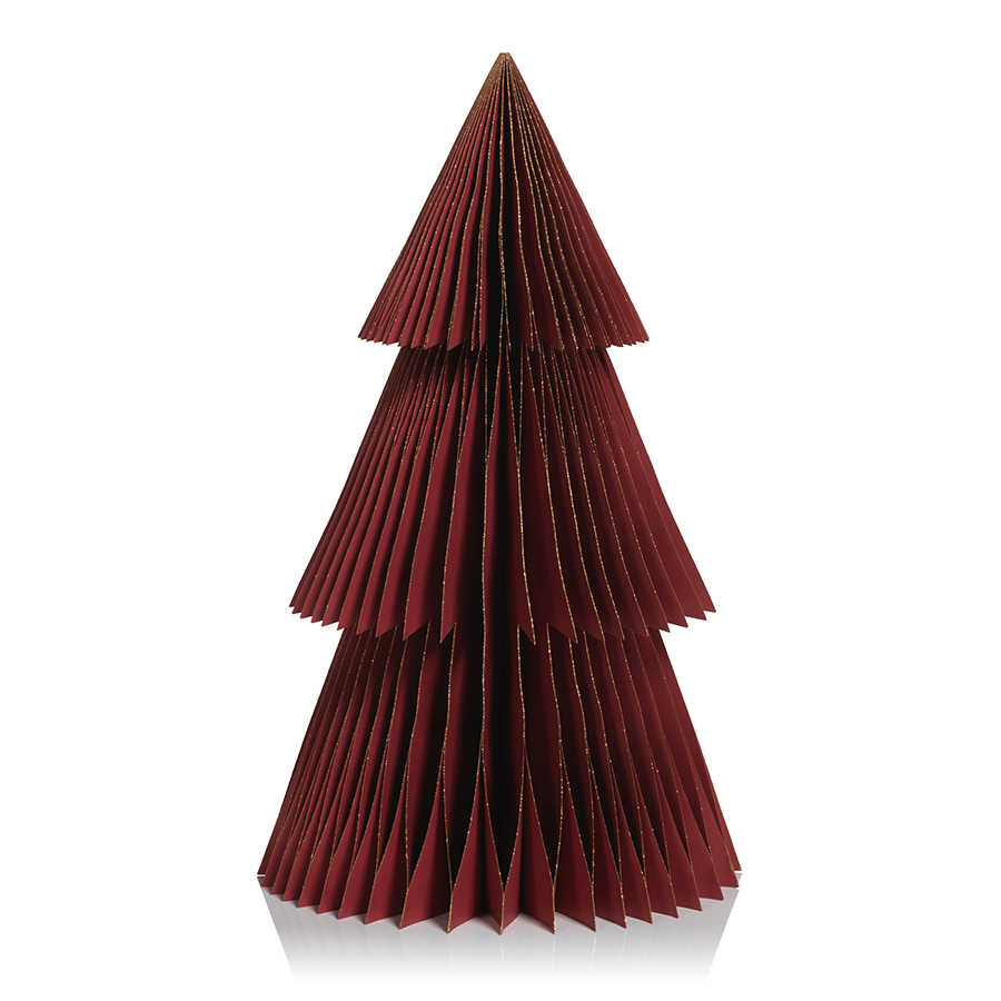 Wish Paper Decorative Tabletop Tree - Burgundy with Gold Glitter Edges