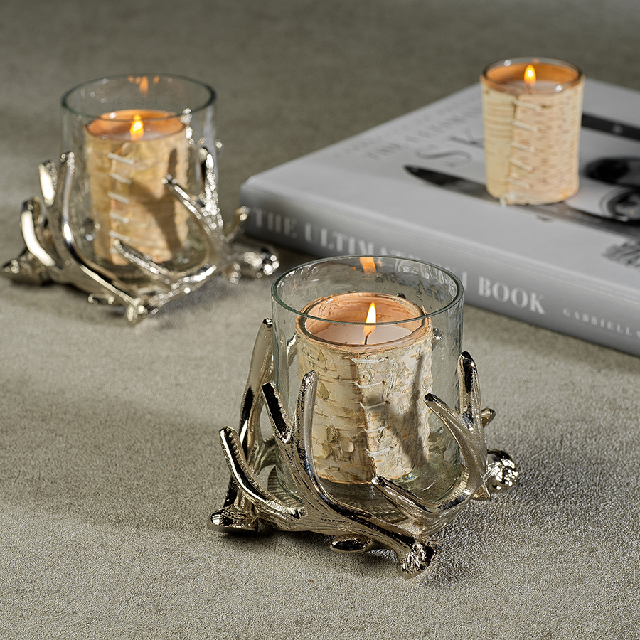 Antler Design Metal and Glass Candle Holder - Candle Holders by Carlyle Avenue