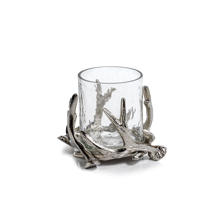 Antler Design Metal and Glass Candle Holder - Candle Holders by Carlyle Avenue