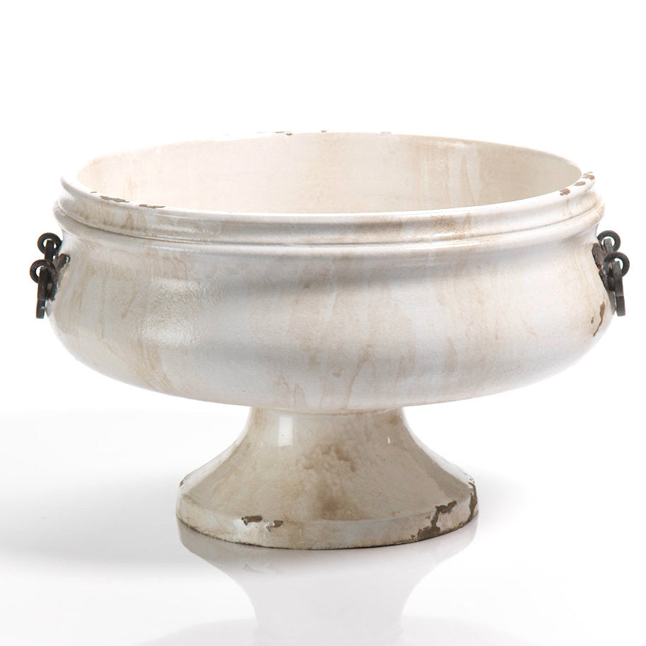 Corsica Pedestal Bowl with Iron Handles - CARLYLE AVENUE