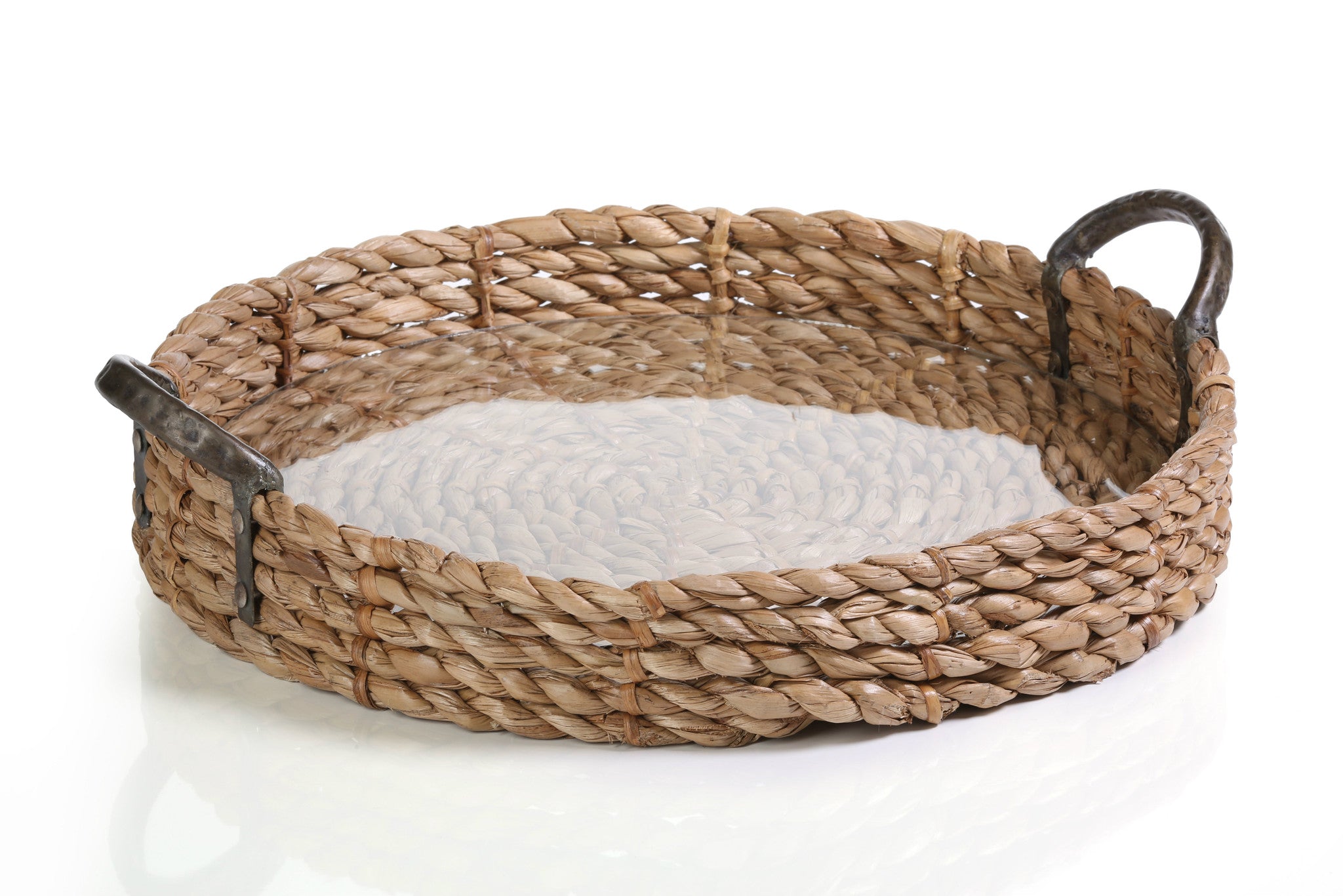 Seagrass Rolled Tray with Glass Insert - Trays by Carlyle Avenue