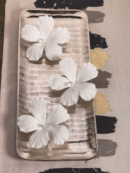 White Bone China Hibiscus Flower Wall & Table Décor - Set of 3 - Decorative Accessories by Carlyle Avenue