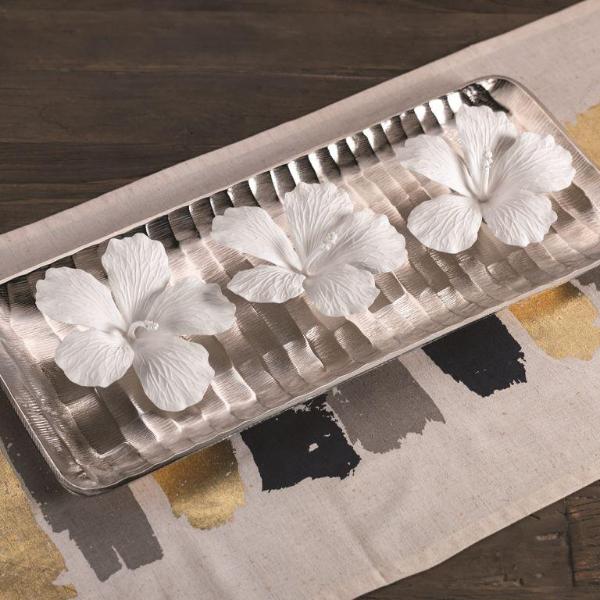 White Bone China Hibiscus Flower Wall & Table Décor - Set of 3 - Decorative Accessories by Carlyle Avenue