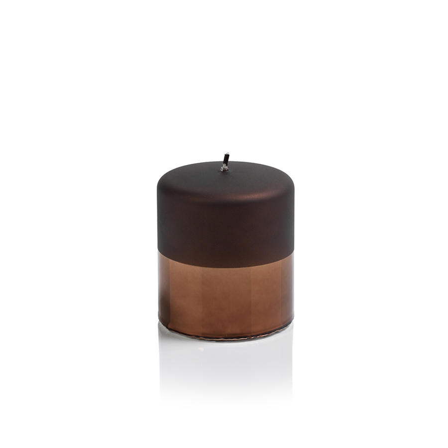 Tonal Metallic Pillar Candle - Chestnut