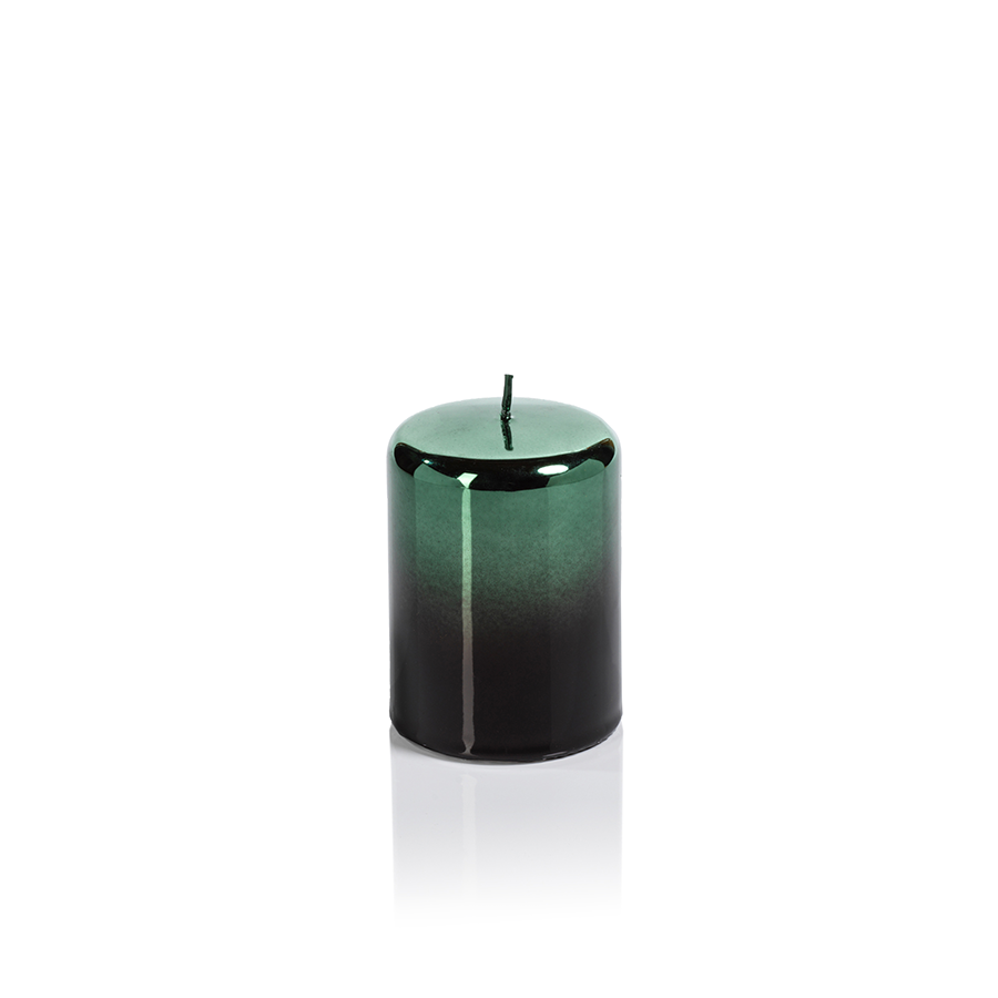 Shaded Metallic Pillar Candle - Green