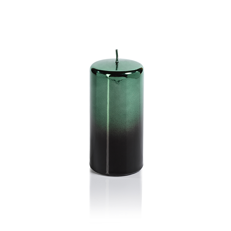 Shaded Metallic Pillar Candle - Green