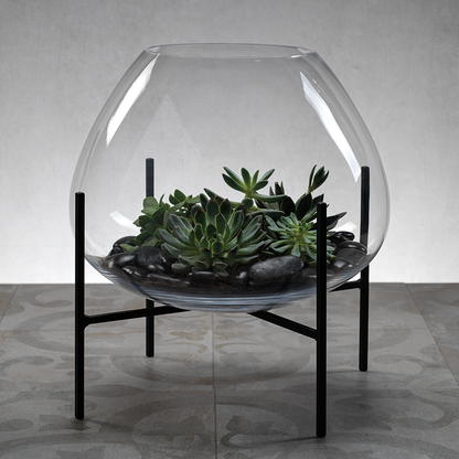 Bali Terrarium Blown Glass on Stand - Planter by Carlyle Avenue