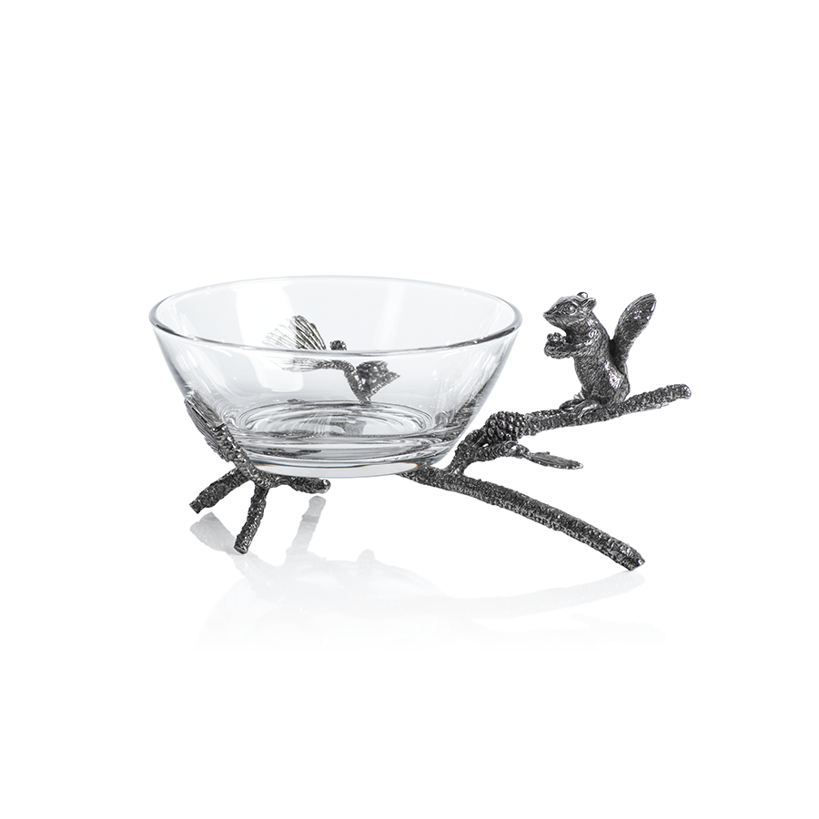 St. Anton Pewter and Glass Squirrel Bowl