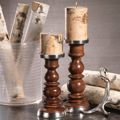 Birchwood Scented Pillar Candles - Set of 4 - Candles by Carlyle Avenue