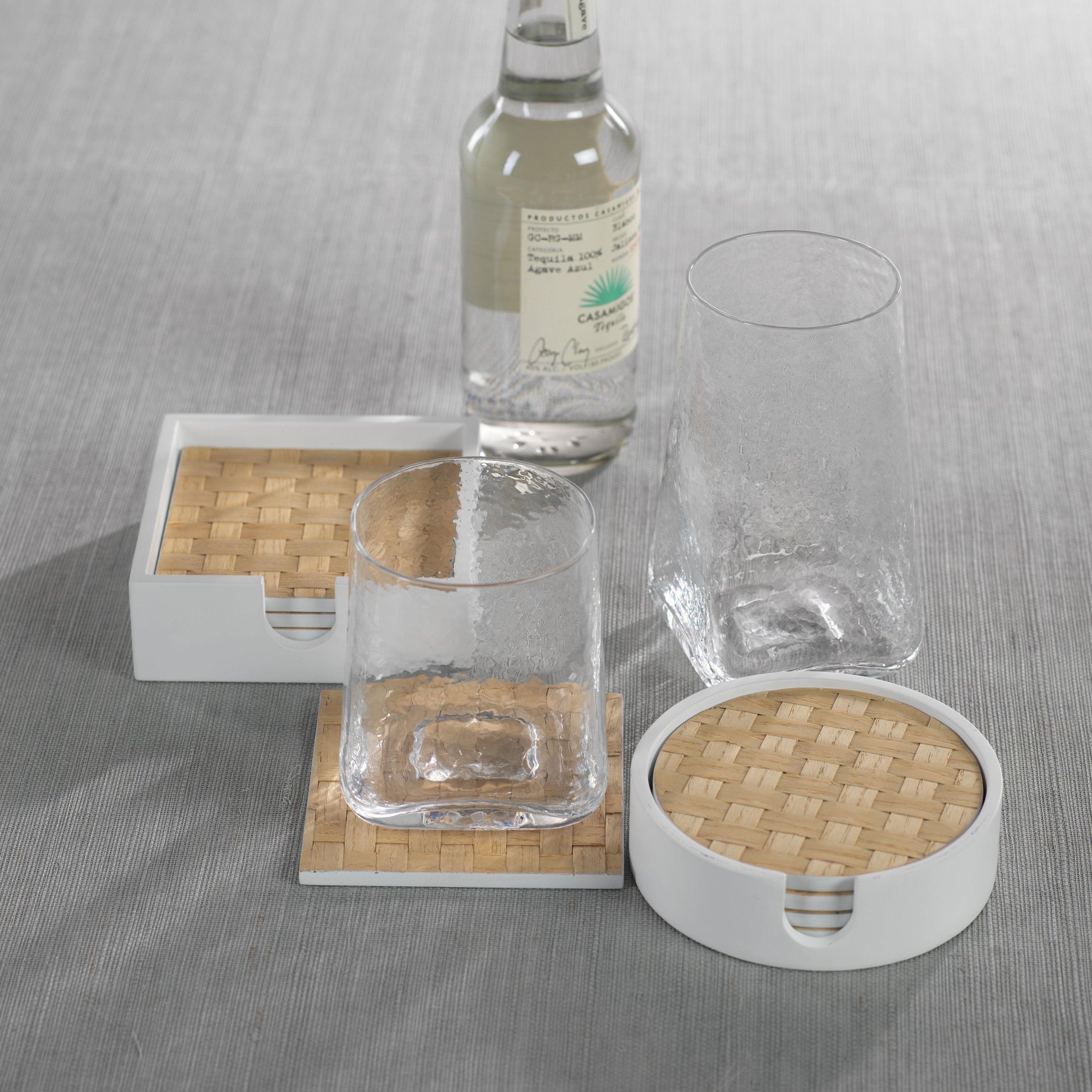 S/4 Woven Ash Coaster in White Tray - CARLYLE AVENUE