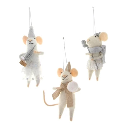 Wintertime Mice Ornaments - Set of 3 - CARLYLE AVENUE